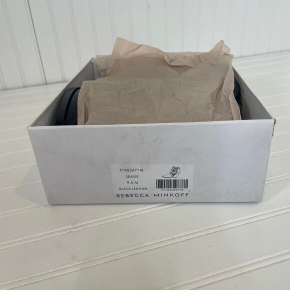 NWT Rebecca Minkoff Black Leather Seavie Cutout Dog Clip Bootie Strappy Heel 9.5 - Picture 7 of 7